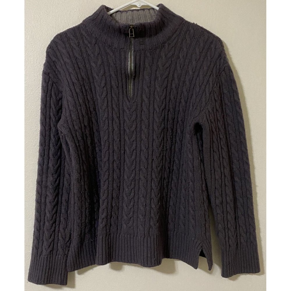 Peregrine Women's XL Long Sleeve 1/4 Zip Pullover Chunky Pure Wool Sweater Gray